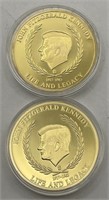 (KC) Two 2012 John F. Kennedy 24 Kt Gold Layered