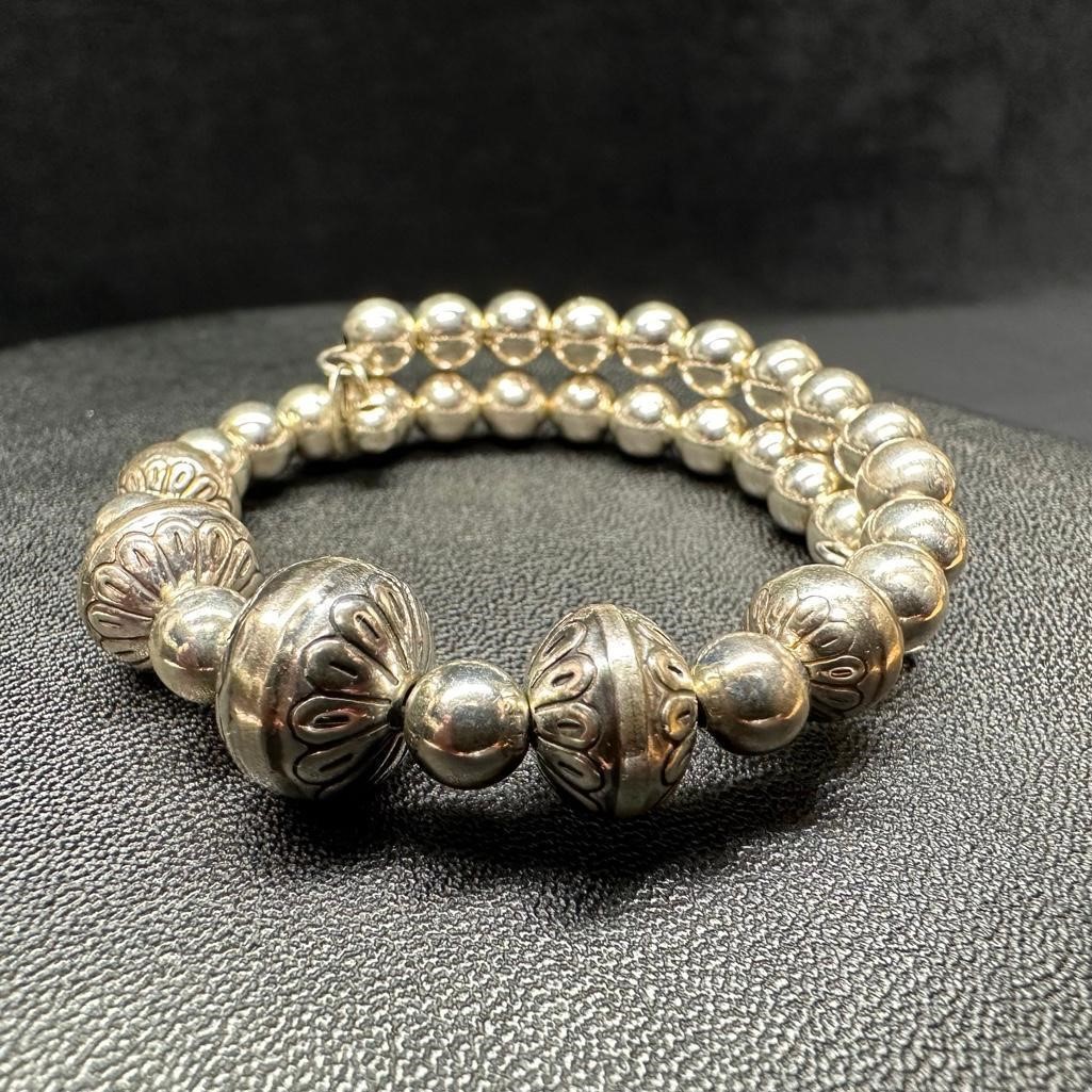 Sterling Silver Flexible Bead Bracelet