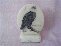 marble bald eagle on stand 4"