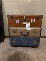 3) DECORATIVE ANTIQUE SUITCASES