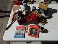 GROUP OF ITEMS, MUSIC TRAIN, BOOKS, POTTERY