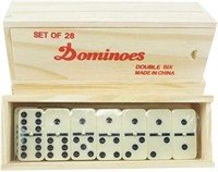 Premium Set of 28 Double Six Dominoes with Wood Ca