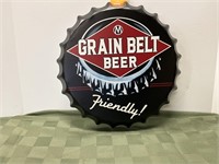 Grain Belt Bottle Cap Tin Sign 14 in
