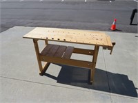 Very Solid Wood Work Table with shelf and Vise