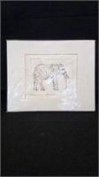 Matted Elephant Print
