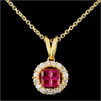 18K Gold 0.85ctw Ruby & 0.47ctw Diamond Pendant