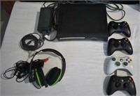 Xbox 360 With 4 Controllers & Ear Phones
