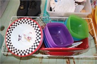 Box Lot of bowls and plastic storage