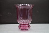 Pilgrim Glass Cranberry Ribbed Footed Vase