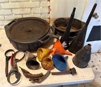 Oil Funnel, Spout, Filter Wrench Lot