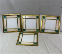 Brass Framed Stained Glass Panels 7 .5 " x7.5".