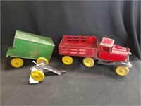 Early Pressed Steel Toy Truck with Trailer