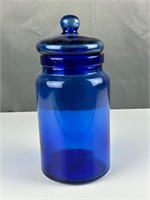 Vintage cobalt blue glass canister