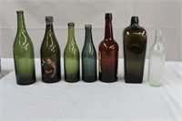 Vintage coloured glass bottles