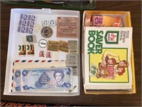 VINTAGE STAMPS & SOME FOREIGN CURRENCY