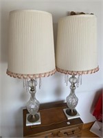 (2) 38" GLASS TABLE LAMPS W/ MARBLE BASE