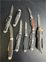 8 vintage pocket knives