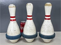 3 Vintage Wooden Bowlings