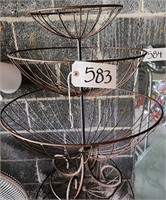 Decorative Metal Tiered Basket Stand