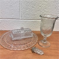 Glass Tray, Goblet, Butter Dishes, Grape Shkr