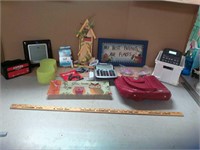 Weather station, wall hangings, purse and much