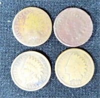 4 INDIAN HEAD CENTS (2 DATES CAN'T BE READ)
