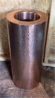 Hammered Copper Cylindrical Planter Pedestal