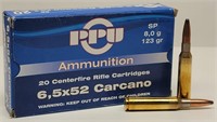 (20 rds) PPU 6.5x52 Carcano Centerfire Cartridges