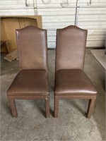Pair of high back studded leather chairs 3 1/2ft