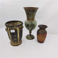 15 Inch Metal Urn 10 Inch Pottery Vase & More