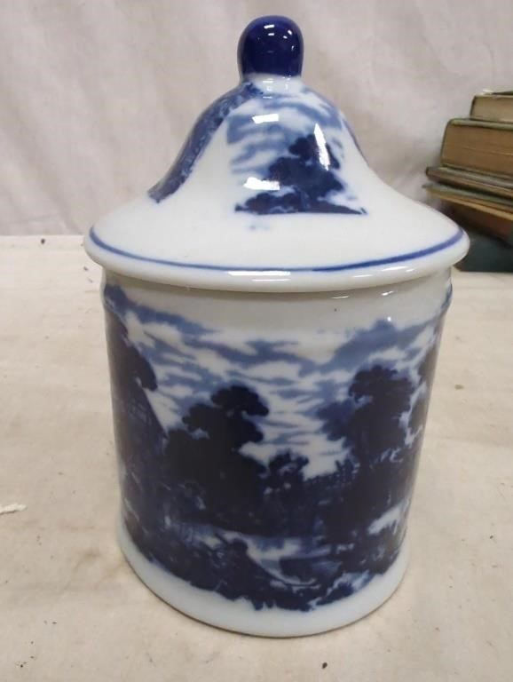 Blue and white jar  6 inches