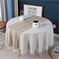 Rustic Round Table Cover with Tassels