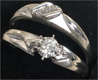 10kt. gold diamond ring set, size 6.5