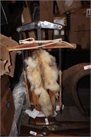 OLD WOOD SLED WITH FOX FUR