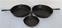 Set of 3 Cast Iron Frying Pans