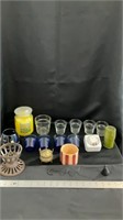 Home decor, glass mini planters, clear and blue,