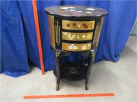 nice asian 3-dr stand - hand painted - lacquered