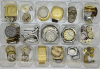 Large Lot of Misc. Watch Movements, Parts & Cases