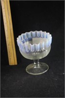 Northwood Glass Opalescent Crimped Top Compote