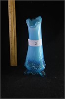 Blue Opalescent Footed Vase