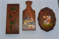 Lot of Vintage Wood Painted Wall Decor