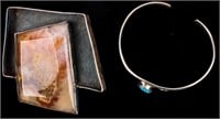Jewelry Sterling Silver Agate Pin & Baby Bracelet