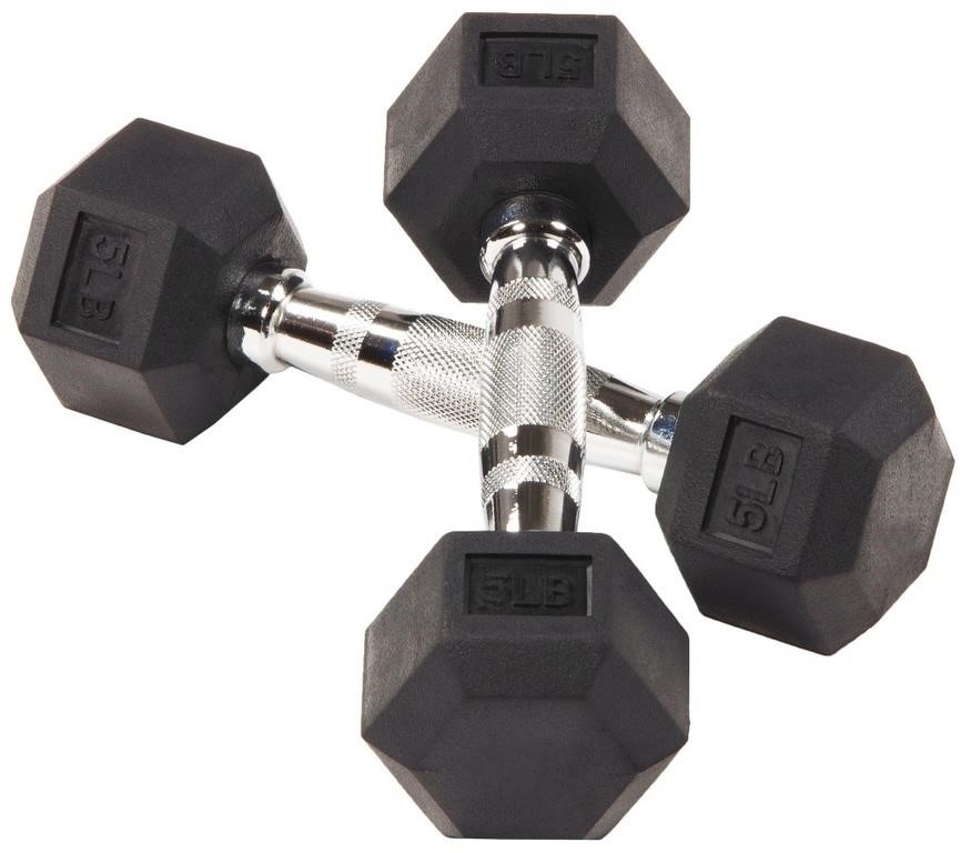 FM8589  BalanceFrom Rubber Hex Dumbbells 5lbs
