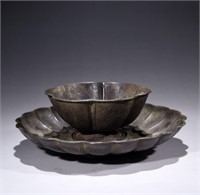Qing Chinese Silver Cup and Plate