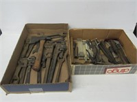 2 Trays Tools- Pipe Wrenches + Misc.