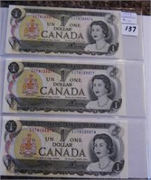 3 Canadian Sequential 1973 One Dollars
