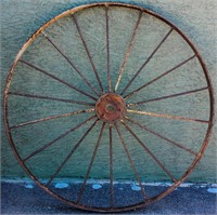 One Vintage Wrought Iron Wheel