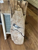WASH BOARD & PAINTED DRIFTWOOD