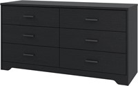 Panana 6-Drawer Dresser for Bedroom (Black)