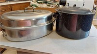 Mirro roasting pan & enamel ware stockpot